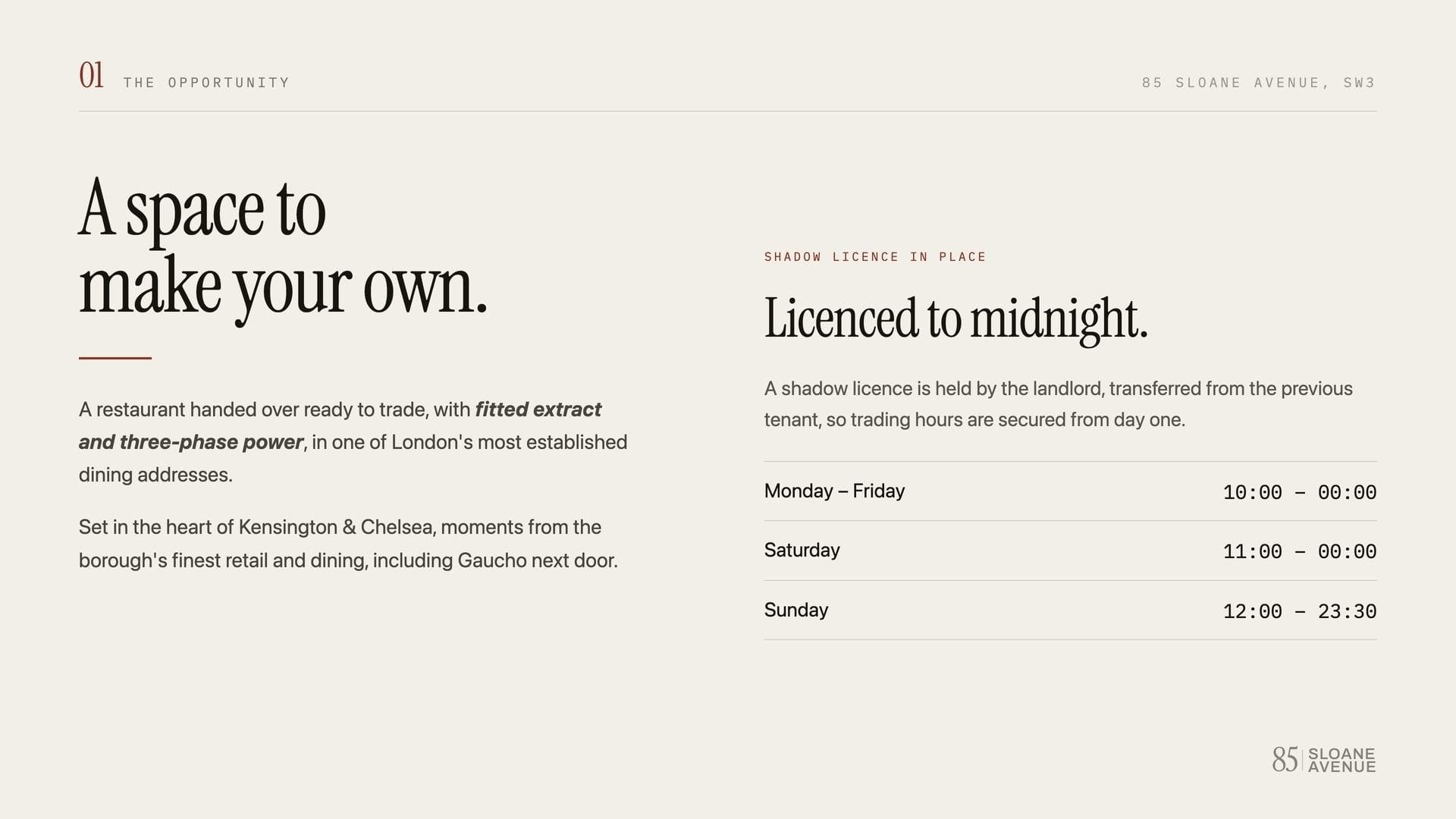 The opportunity and trading hours